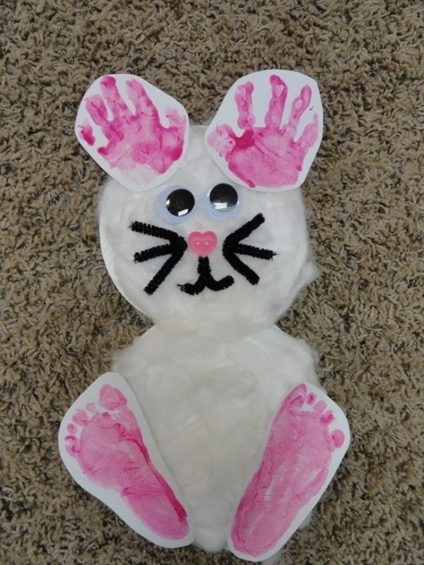 Handprint Footprint Cotton Easter Bunny Craft Idea