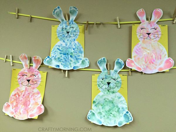 Footprint Handprint Easter Bunny Craft Idea For Kids