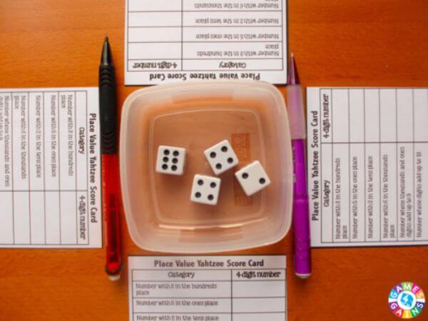Place Value Dice Game Fun Math Activities for 4th Graders at Home