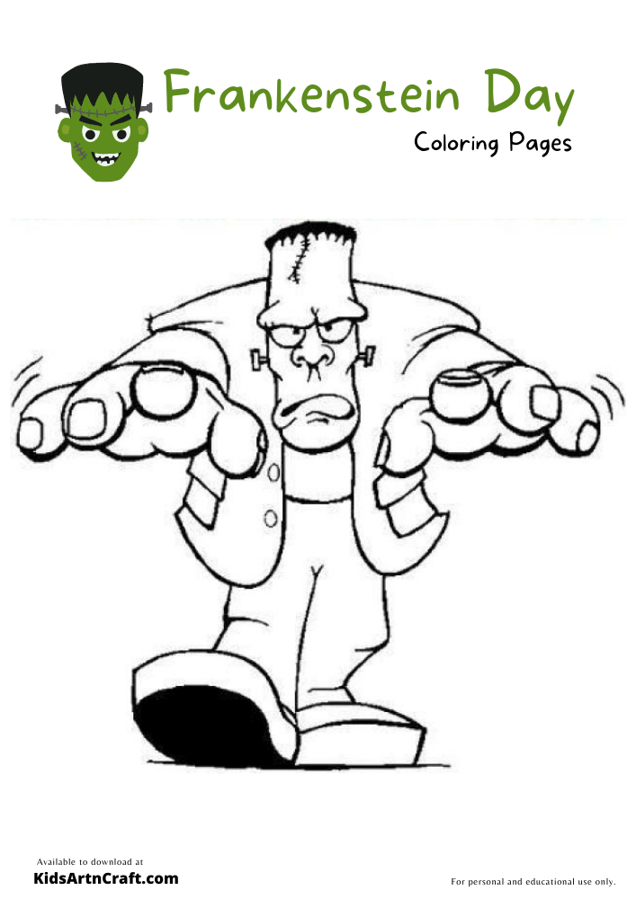 Frankenstein Day Coloring Pages For Kids – Free Printables