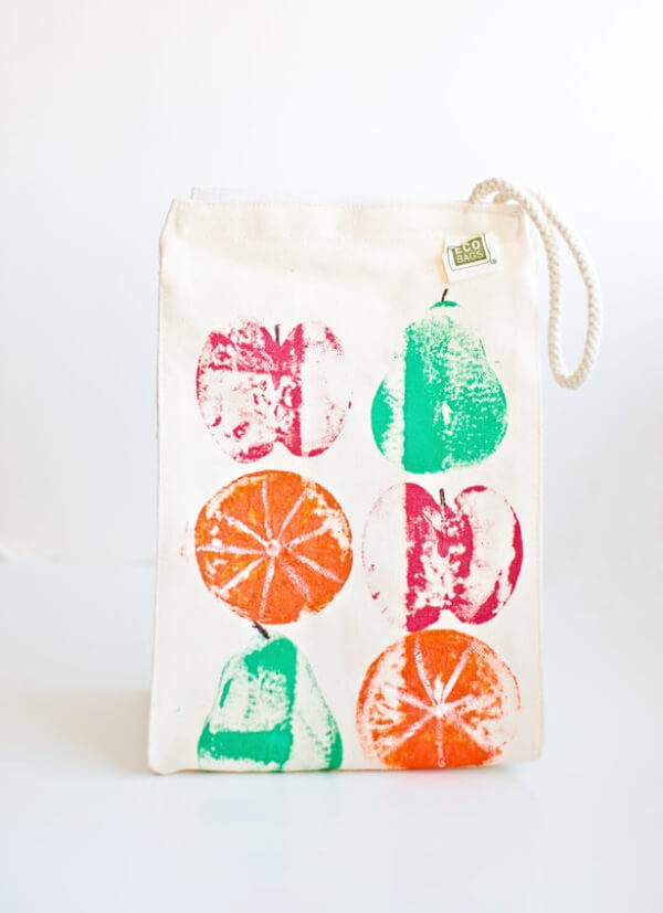 Fruit Stamped Lunch Bag For Kids