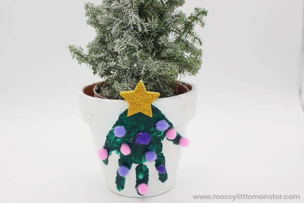 Fun Handprint Christmas Tree Gift Christmas Handprint Crafts For Kids