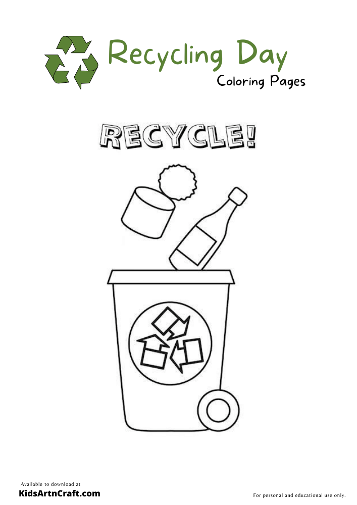 Global Recycling Day Coloring Pages For Kids – Free Printables