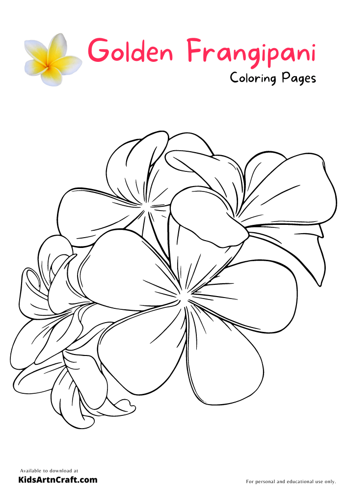 Golden Frangipani Coloring Pages For Kids