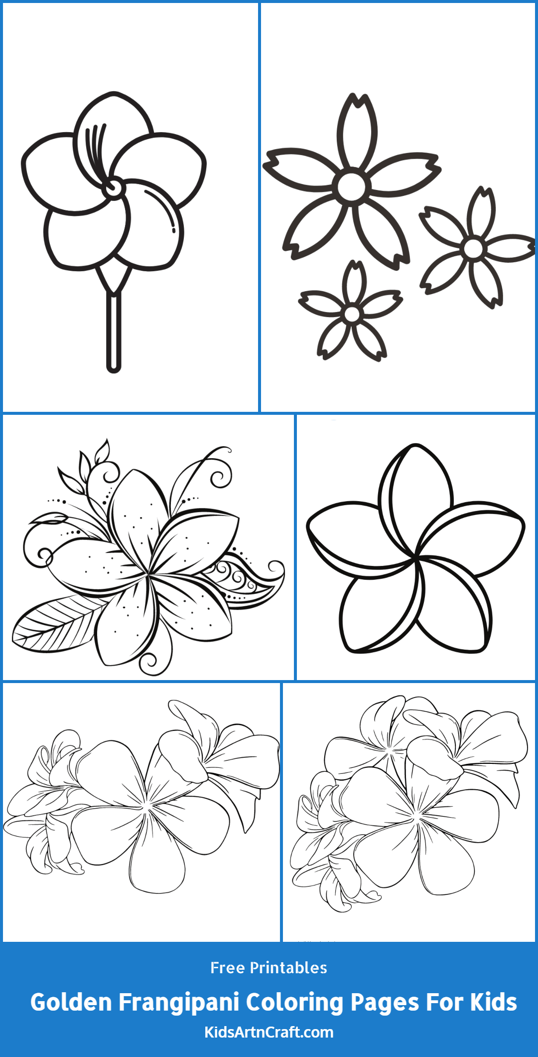 Golden Frangipani Coloring Pages For Kids – Free Printables