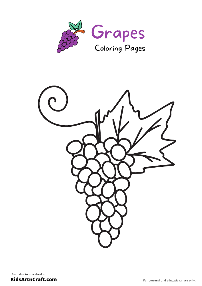 Grapes Coloring Pages For Kids – Free Printables