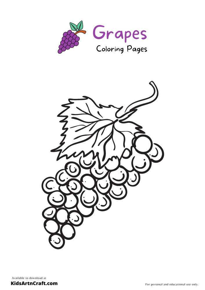 Grapes Coloring Pages For Kids – Free Printables
