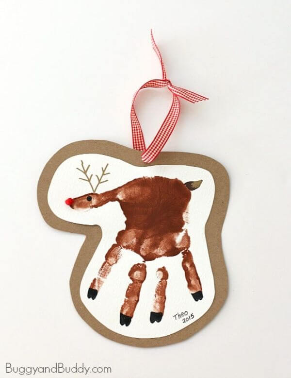 Handprint Reindeer Christmas Ornament Craft Idea Christmas Handprint Crafts For Kids
