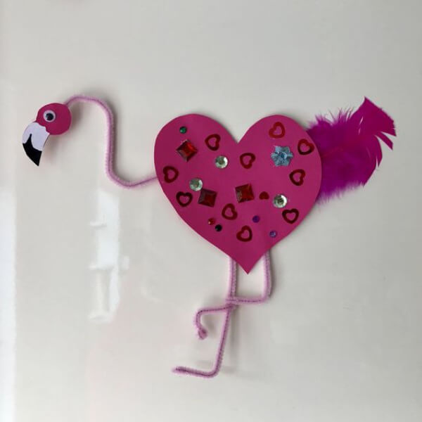 Heart Shape Flamingo Craft For Valentines Day