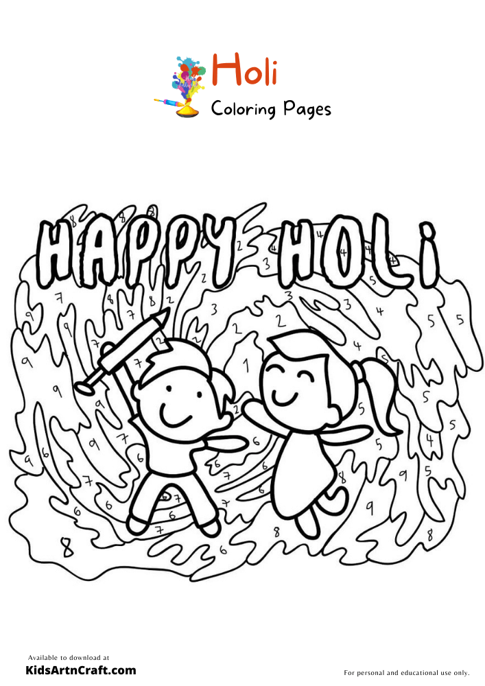 Holi Coloring Pages For Kids – Free Printables