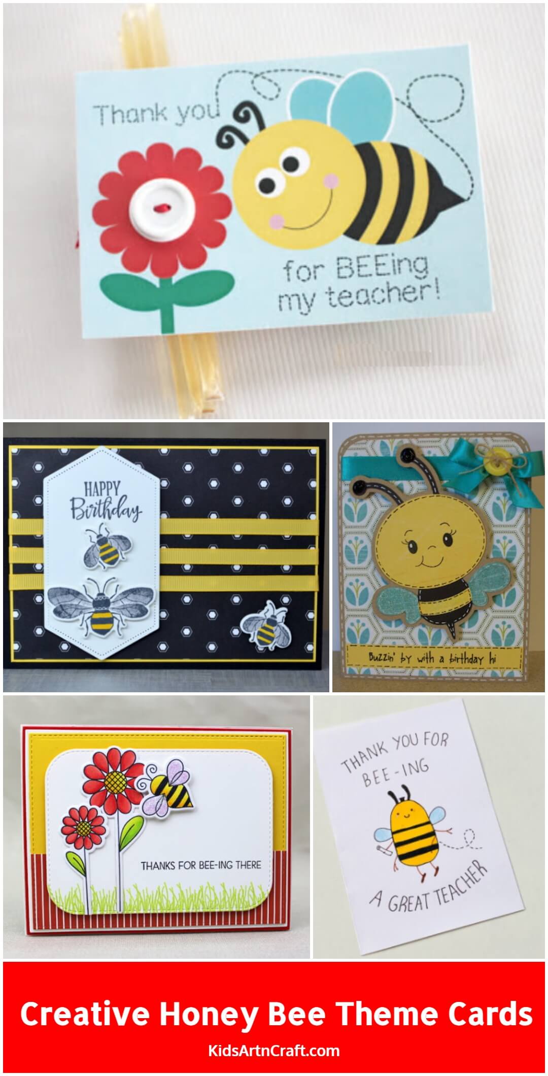 Easy Honey Bee Theme Cards for Kids