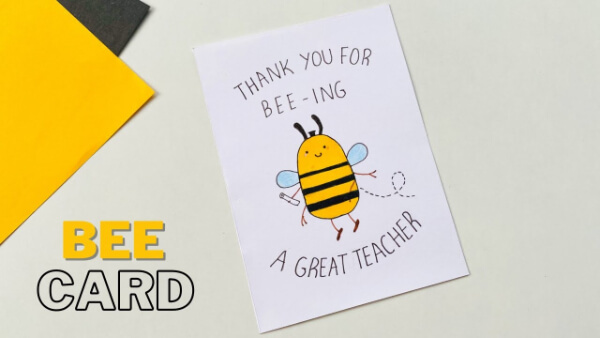 Honey Bee Theme Cards for Teachers & Parents Bee Drawing Handmade Thank You Card