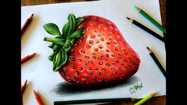 Strawberry Paintings For Kids How To Draw A Realistic Strawberry