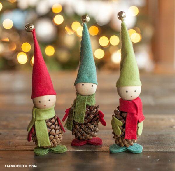 Felt & Pine Cone Elves Craft Idea For Home