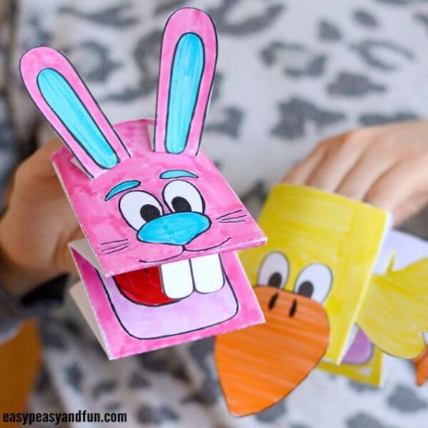 How To Make Printable Puppet For Kids Easter Bunny Finger Puppet Craft