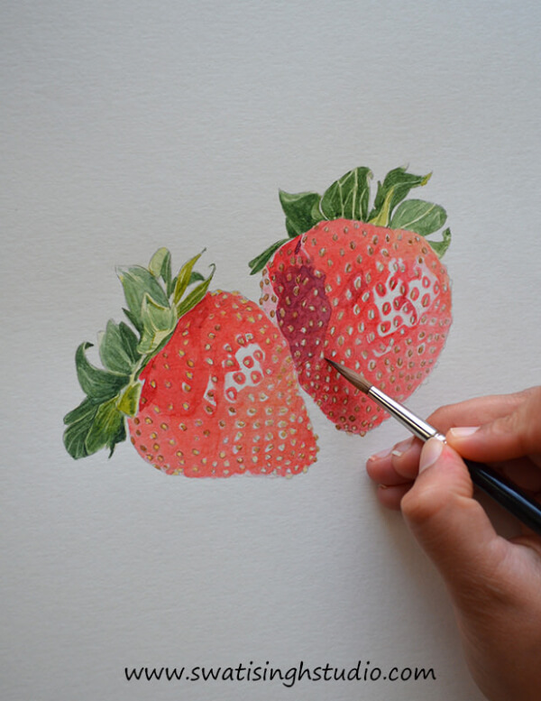 How To Paint Strawberries With Watercolor