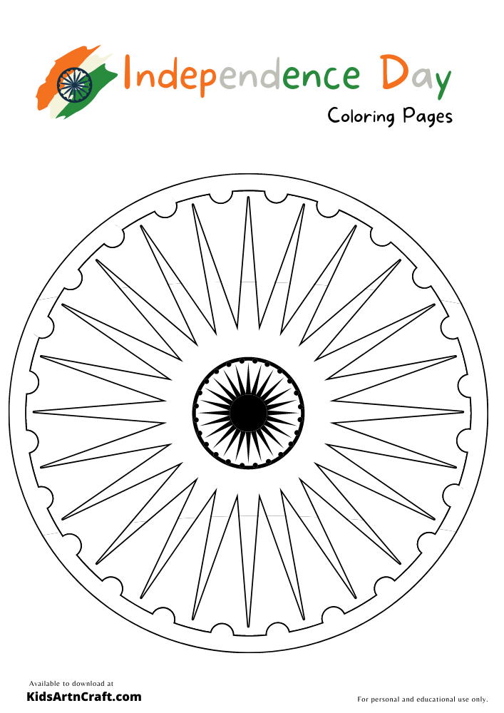 India’s Independence day Coloring Pages For Kids – Free Printables