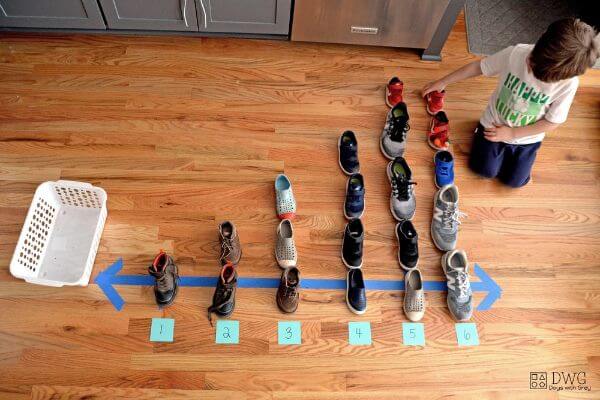 Number Line Activity With Shoes For 2nd Grade