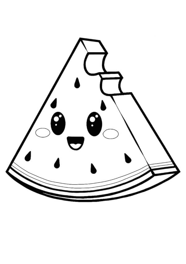 Kawaii Watermelon Coloring Pages For Kids