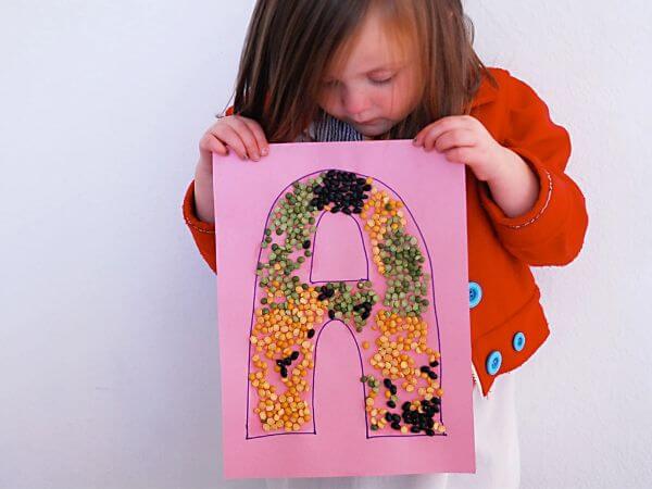 Mosaic Art With dried Beans For Kids
