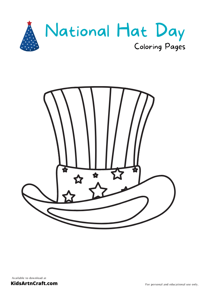 National Hat Day Coloring Pages For Kids – Free Printables