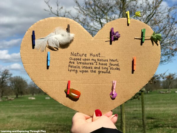 Nature Hunt Cardboard Heart Activities For Spring Fun Activities for Spring - Indoor & Outdoor