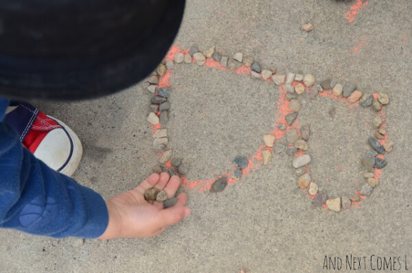 Outdoor Alphabet Tracing Activity With Chalk & Rocks