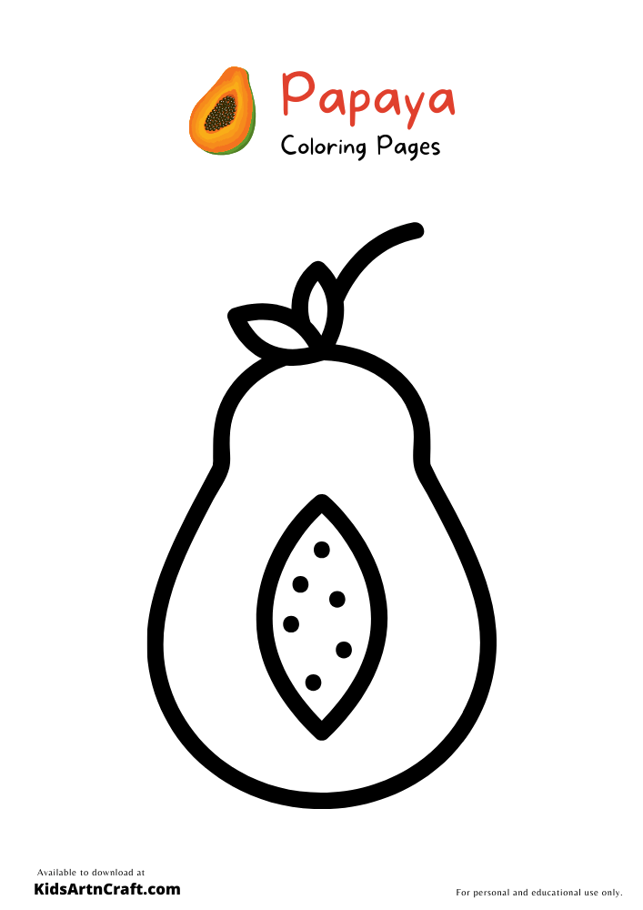Papaya Coloring Pages For Kids – Free Printables
