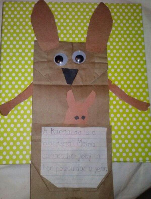 Paper Bag Kangaroo Puppet Craft For Preschoolers
