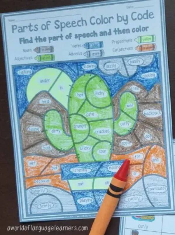 Part Of Speech Coloring Activity For Grade 3 Parts of Speech Games & Activities for Kids