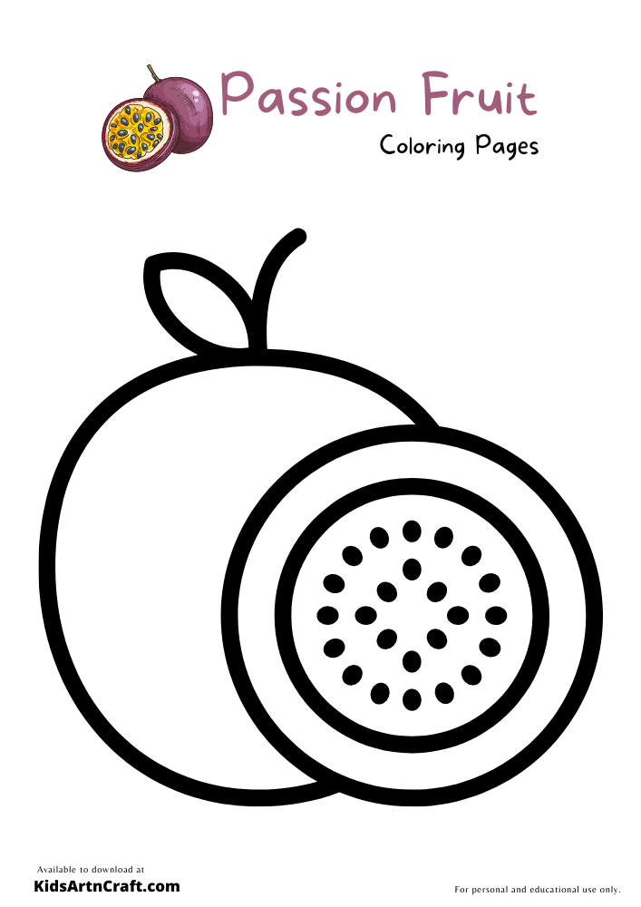 Passion Fruit Coloring Pages For Kids – Free Printables
