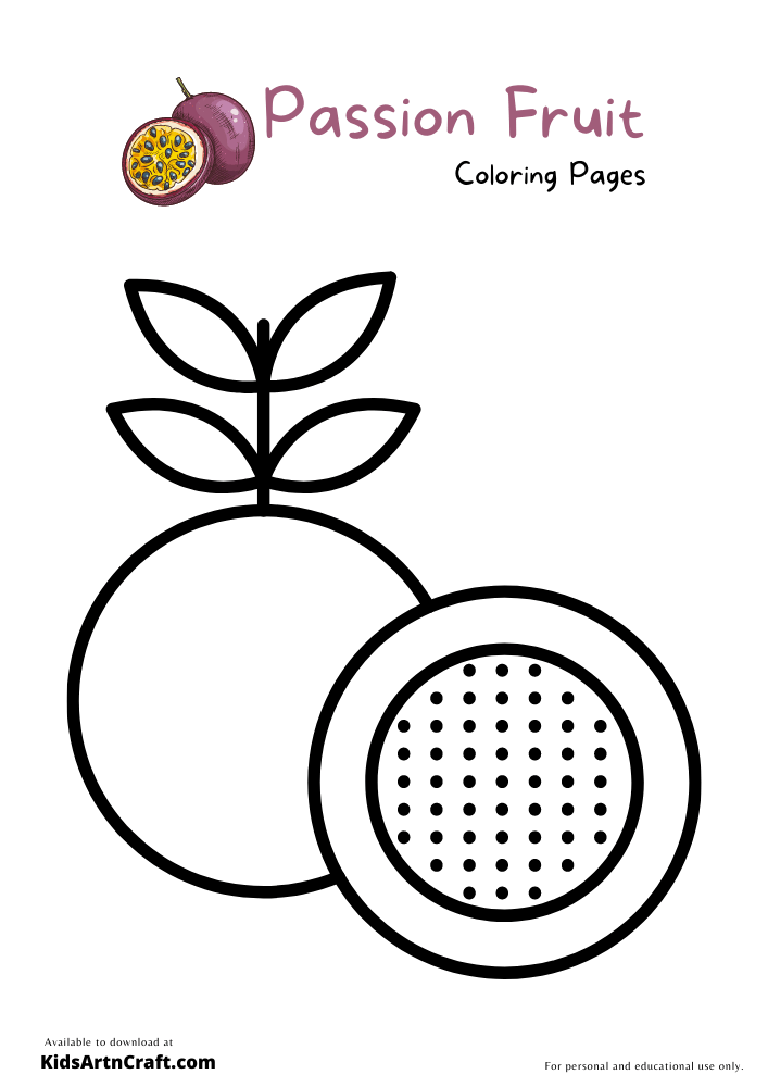 Passion Fruit Coloring Pages For Kids – Free Printables