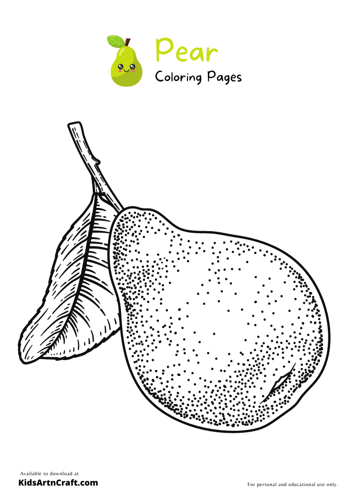 Pear Coloring Pages For Kids – Free Printables