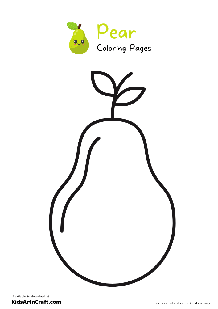 Pear Coloring Pages For Kids – Free Printables