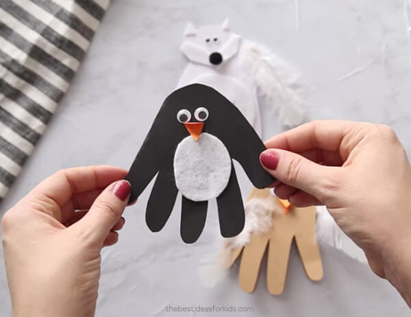 Penguin Handprint Card Activities For Winter Winter Handprint Crafts For Kids