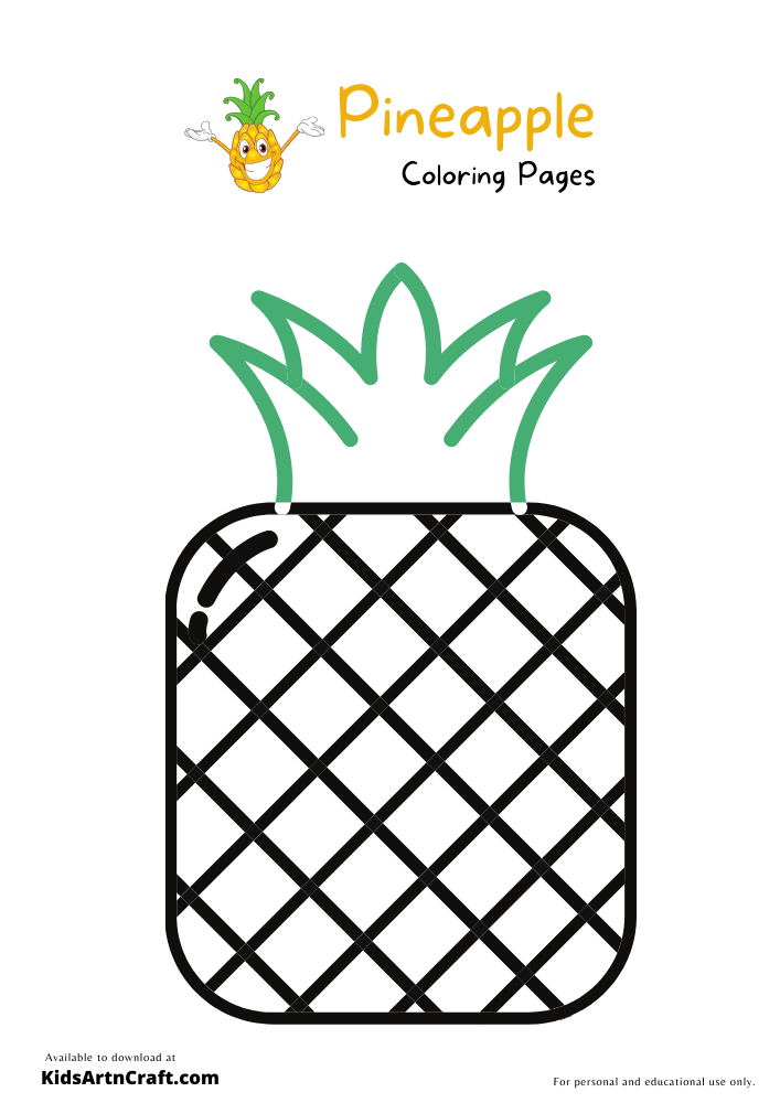Pineapple Coloring Pages For Kids – Free Printables