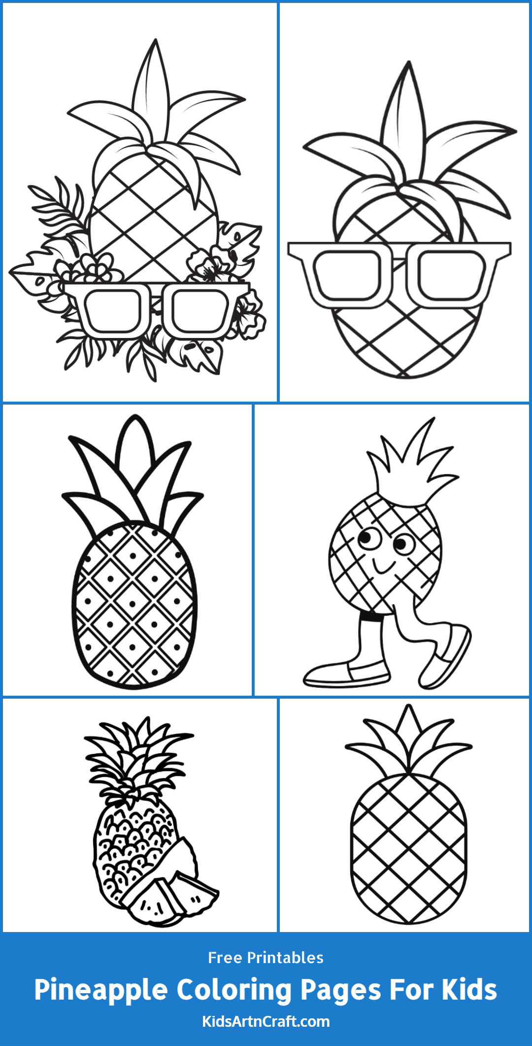Pineapple Coloring Pages For Kids – Free Printables