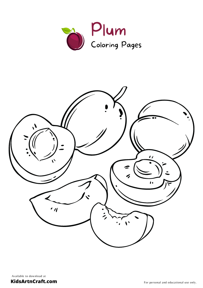 Plum Coloring Pages For Kids – Free Printables
