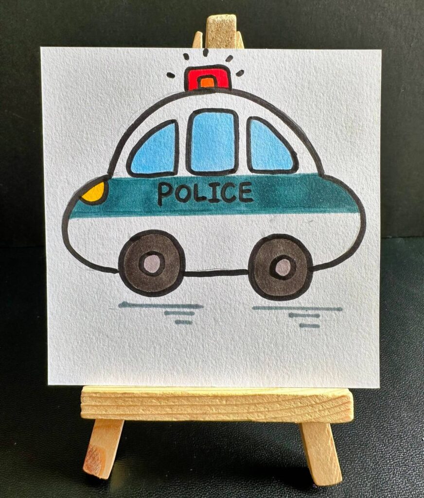 Simple Police Car Drawing - Step-by-Step Tutorial