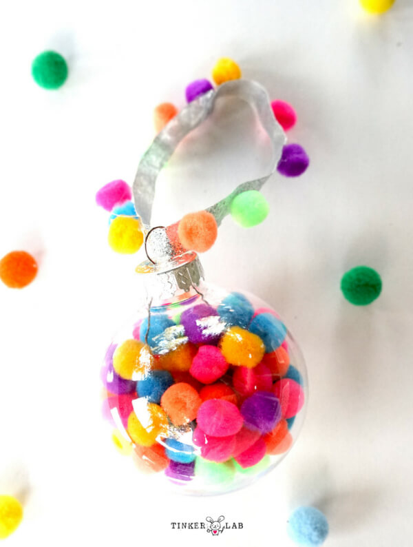 Pom Pom Christmas Bauble Ornaments Crafts For Toddlers
