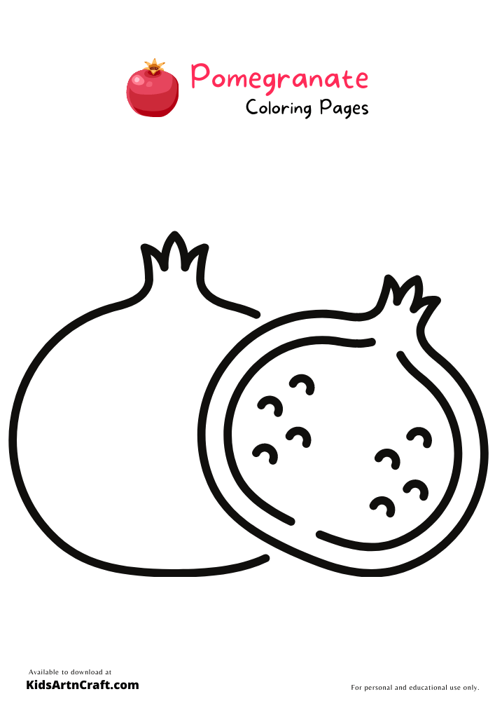 Pomegranate Coloring Pages For Kids – Free Printables