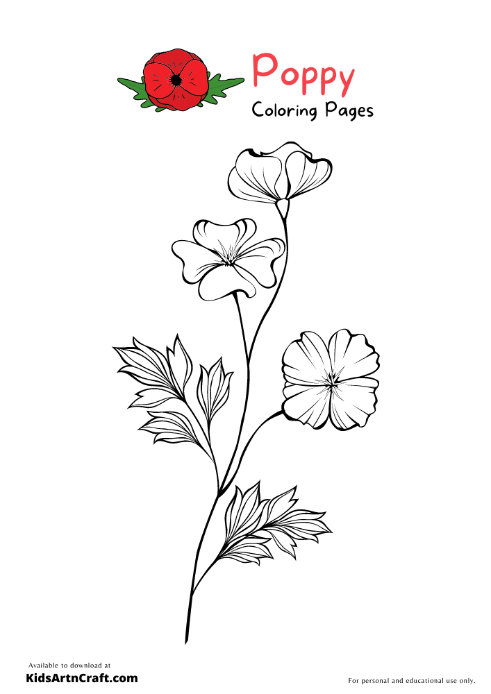 Poppy Coloring Pages For Kids – Free Printables