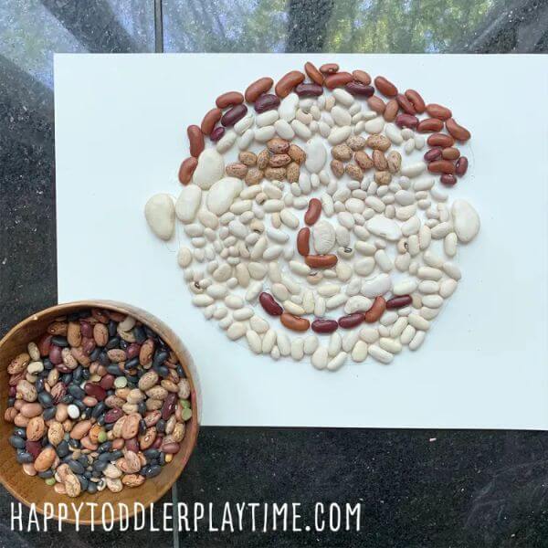 Portrait Art With Dried Beans Beans Crafts & Activities for Kids
