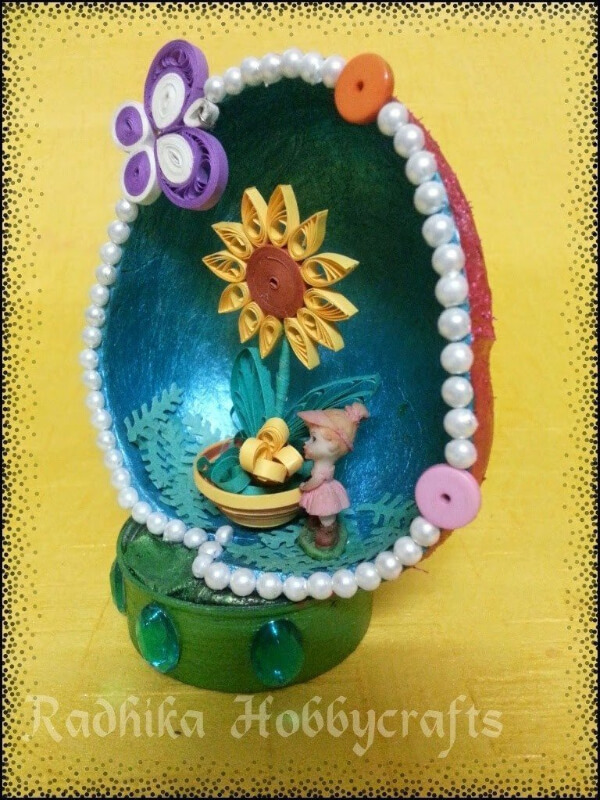 Coconut Crafts & Activities for Kids Quilled Flower Pot Craft In Coconut Shell