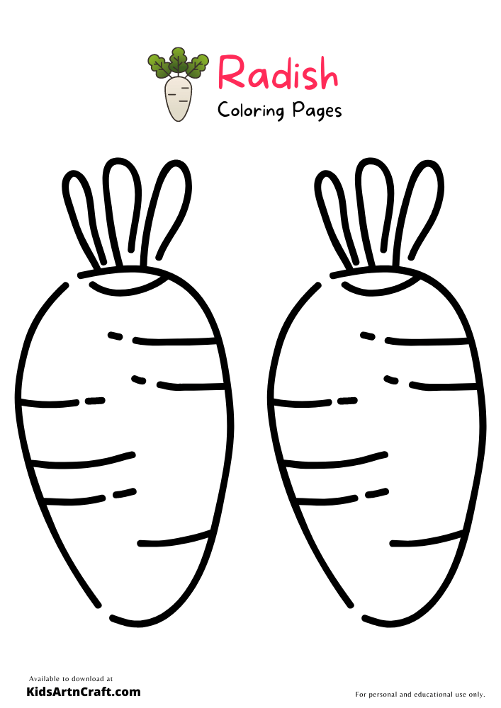 Radish Coloring Pages For Kids – Free Printables