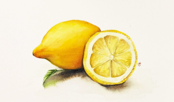 Realistic lemon Painting With Watercolor