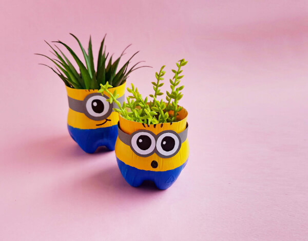  Recycled Plastic Bottle Minion Planters Craft For Kids