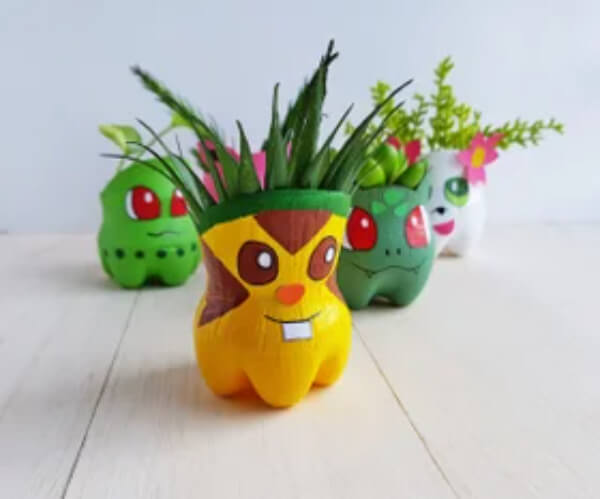 Cute Animal Planters with Plastic Bottle Recycled Plastic Bottles Pokemon Planters 
