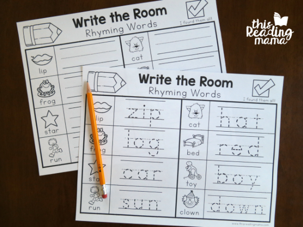  Write The Room Activities for Kids Rhyming Words Write The Room Activity