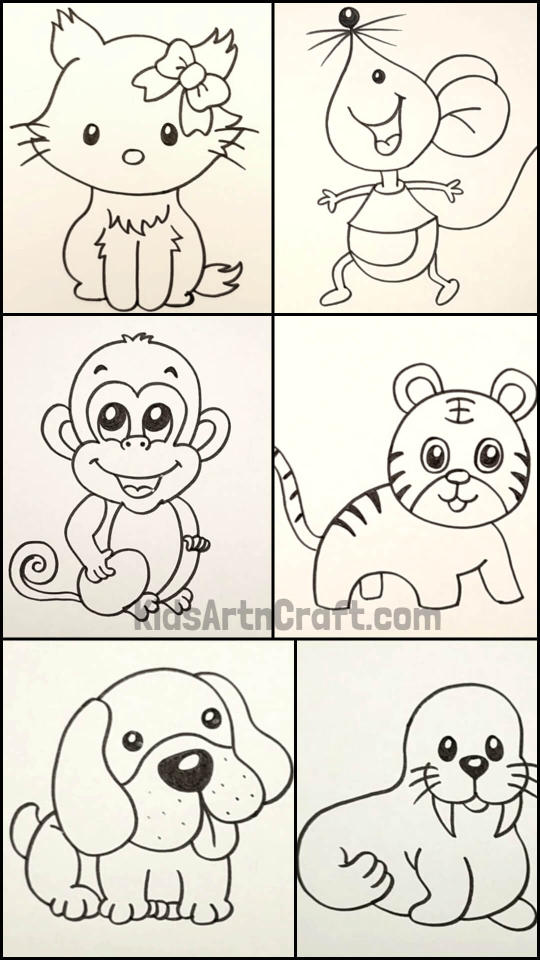 How to draw a cute panda - Easy animals to draw for kids